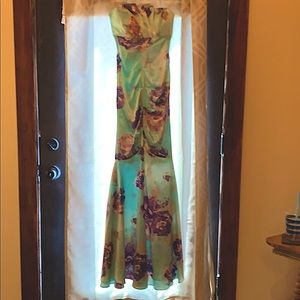 Floral mermaid style long prom dress